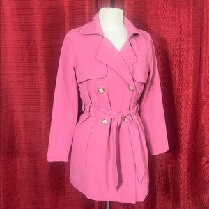 Abercrombie & Fitch Mid-Length Raspberry Trench Coat